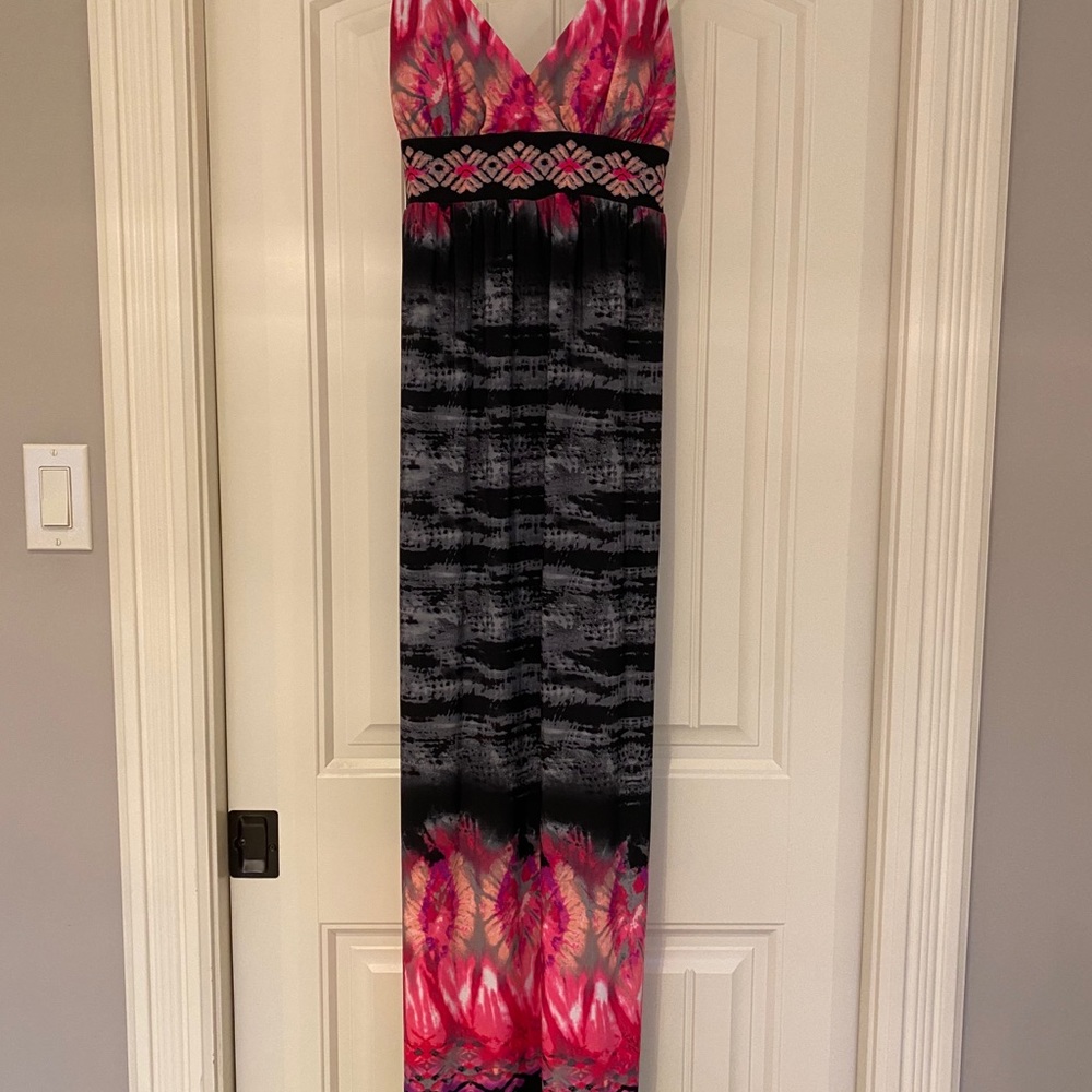 Olivia Matthew’s long dress spaghetti strap dress